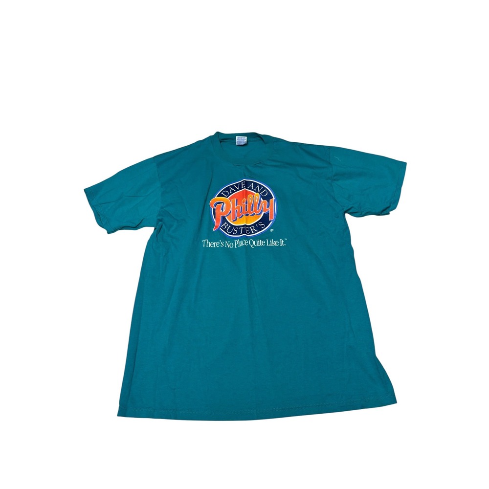 Jerzees Dave and Buster's Philly Teal T-Shirt Men XL Made USA